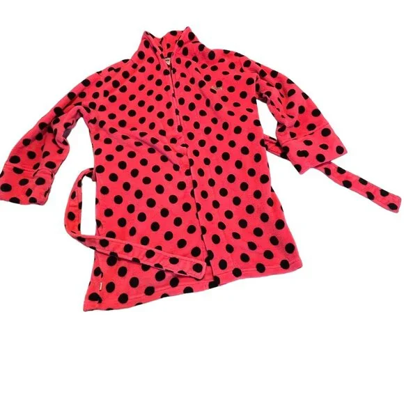 Victoria's Secret Bright PINK Women's XS Polka Dot Thick Soft Fleece Robe - Picture 11 of 16